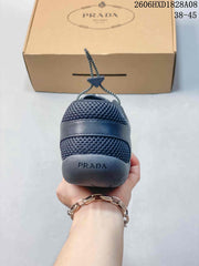 Prada Dark Blue Mesh Lace-Up Sneakers