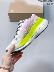 On Cloudboom Max Running Sneakers White Pink Neon Yellow