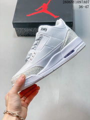 Jordan Air Jordan 3 White and Grey Mid-Top Sneakers