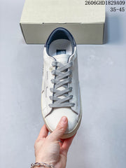Golden Goose Super-Star White Low-Top Sneakers with Gray Star