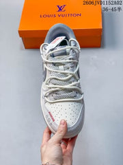 Louis Vuitton x Nike Dunk Low Graffiti Sneakers Gray White CX5050-Y18