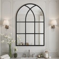 Elegant Arched Window-Shaped Modern Minimalist Bathroom Vanity Mirror | Black Rust-Resistant Aluminum Frame, Wall Mount, Polished End, Use Without Electricity, Recommended for Surfaces by MELODIEUX
