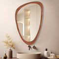 WallBeyond Classic Walnut Color Pebble Shape Wall Mirror 30\