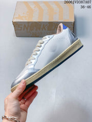 Golden Goose Super-Star Low-Top Sneakers in White and Silver