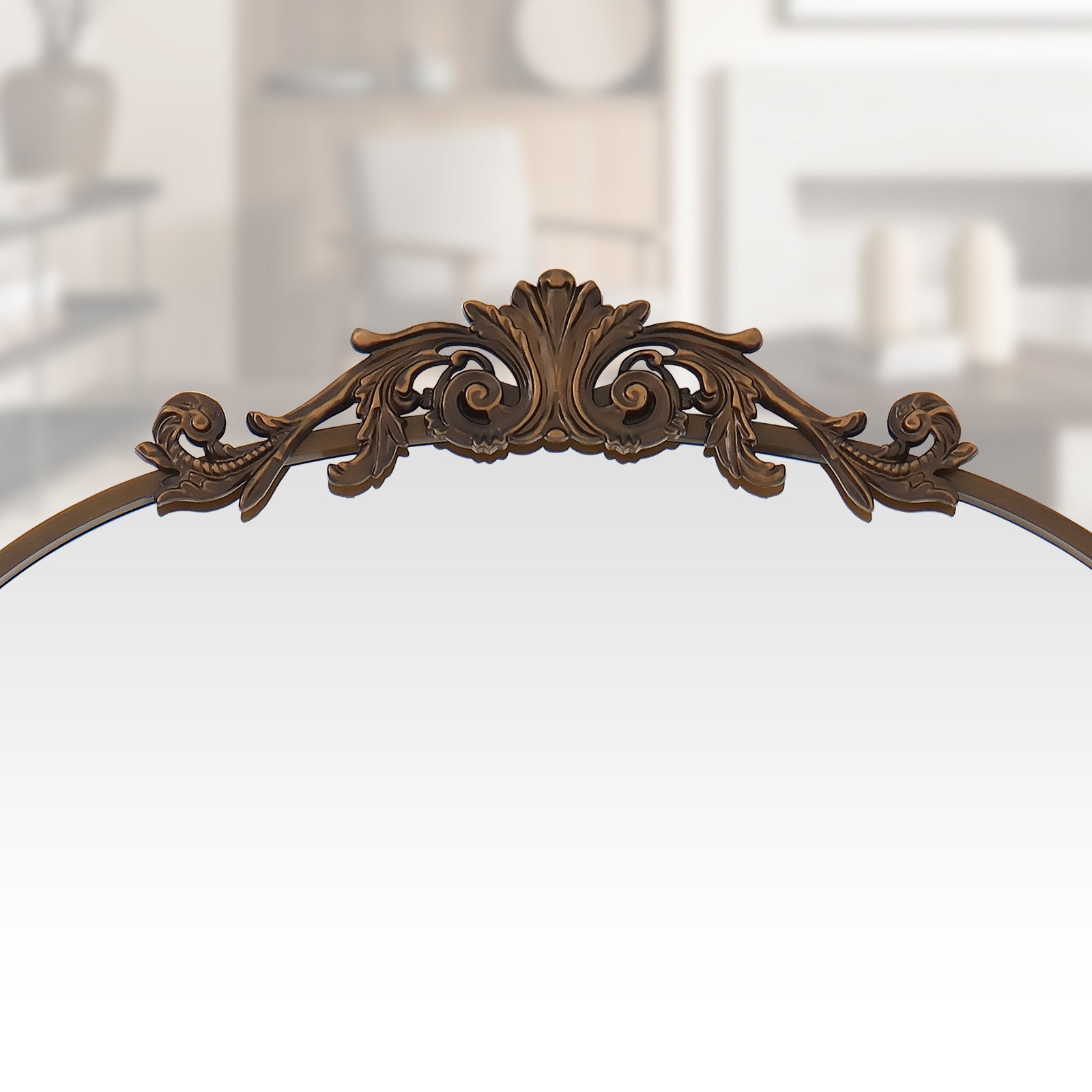 Vintage Arched Filigree Floor Mirror, Full Body Mirror with Ornate Carved Appliquem, Bathroom Mirror Wall Mountable for Bathroom, Living Room, Entrance Dressing Room, Bedroom, Hallway