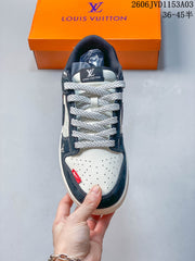Nike Dunk Low Double Swoosh Low-Top Sneakers, Navy and White