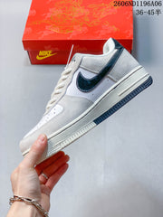 Nike Air Force 1 Low Year of the Horse Sneakers, White and Grey