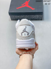 Jordan Air Jordan 3 White and Grey Mid-Top Sneakers