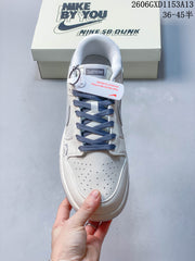 Nike Dunk Low Cream and Blue Low-Top Sneakers