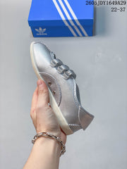 adidas Silver Three-Stripe Velcro Sneakers
