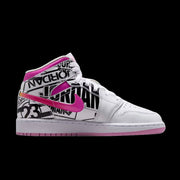 Air Jordan 1 Mid (GS)(Off White/Fire Pink-University Red)