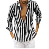 Storage & Organization Spring summer men's polyester striped button shirt
